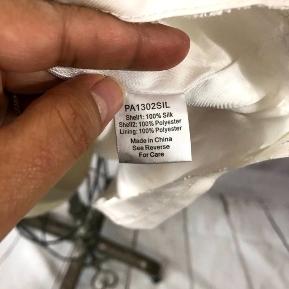 Parker NY White Karmen Lace Trim Silk Dress - Picture 11 of 12